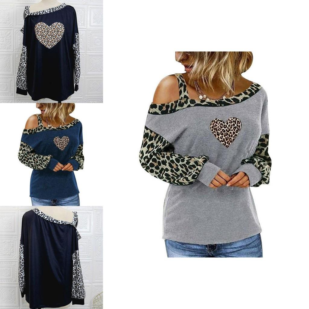 Stylish Women's Leopard Print Cold One Shoulder T-shirt Blouse For Casual Wear