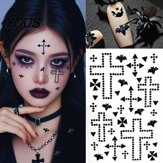 Long Lasting Face Body Stickers Halloween Scar Gem Stickers, Rhinestone Wound Art Dark Style Aesthetic Decals, Waterproof Self Adhesive Temporary