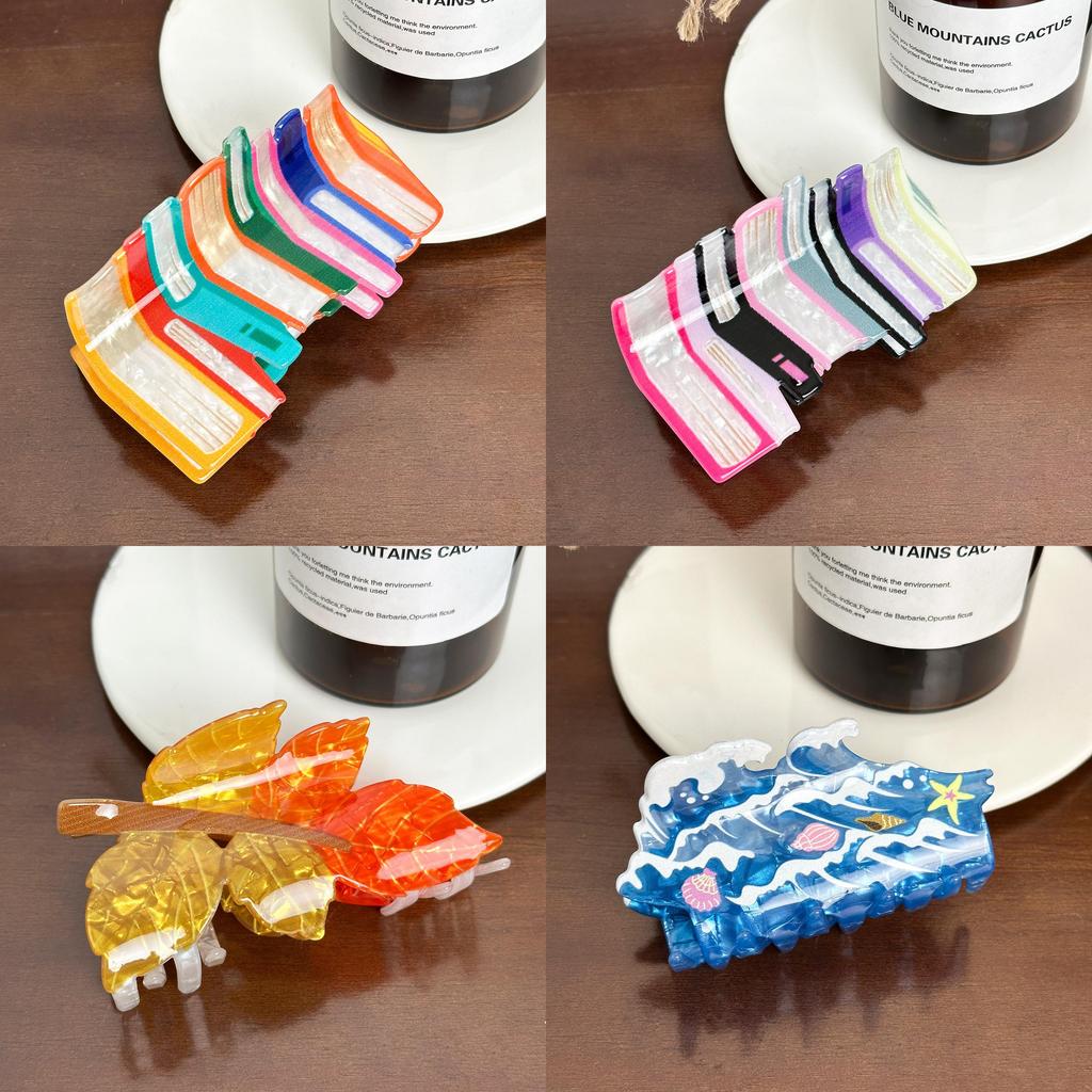 Acrylic Eyecatching Printed Hair Clips In Assorted Colors For Effortless Styling Hair