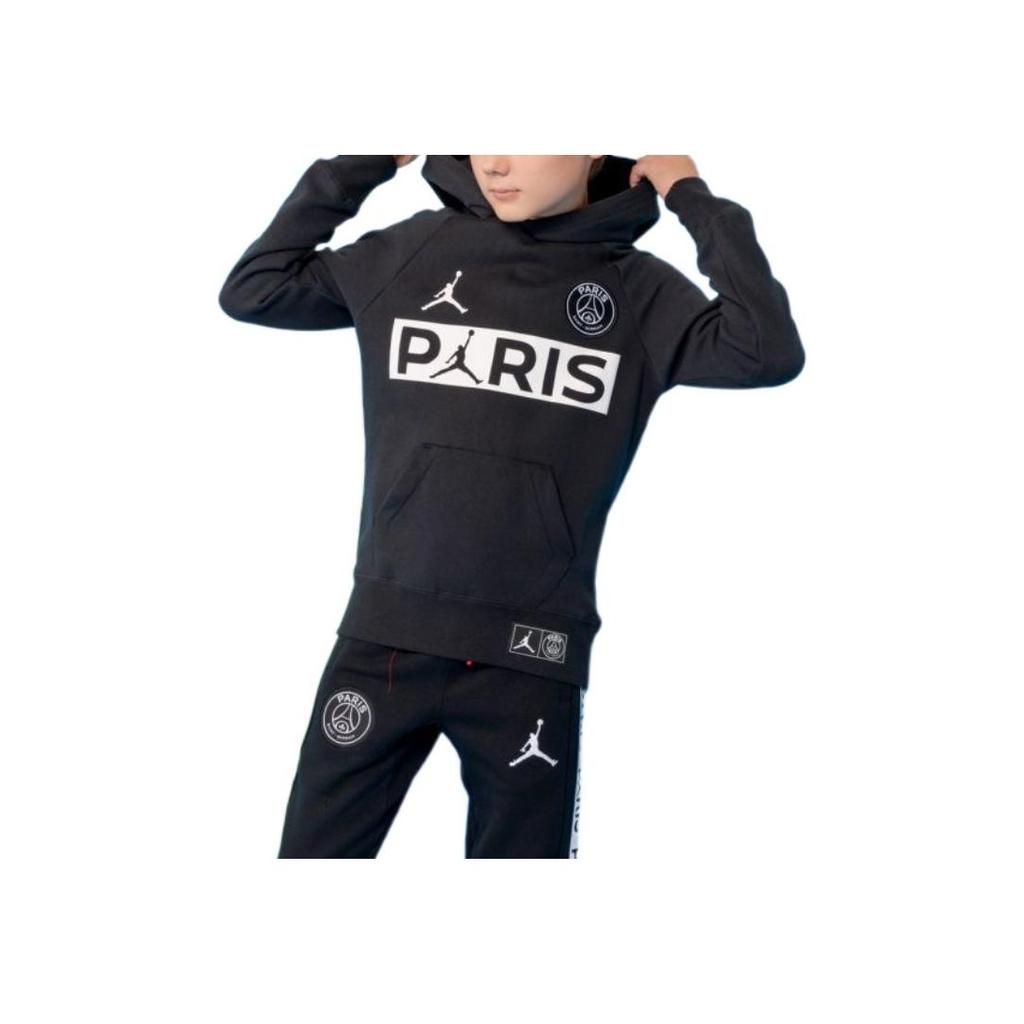 Jordan X PSG Collaboration Kids Solid Color Printed Logo Letter Hoodie Kids Hoodies Black 956618-023