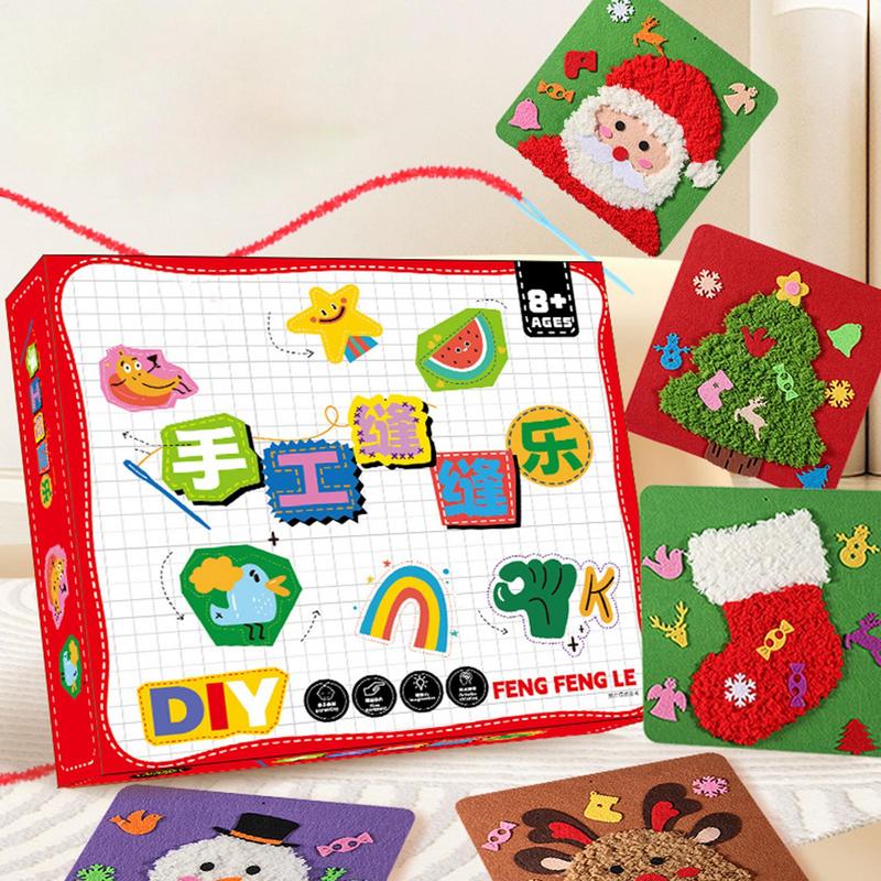 Embroidery Set for Kids Interesting Puzzle Craft Sewing Kit Interactive Hand Crafts Experience Needlepoint Kits for Children