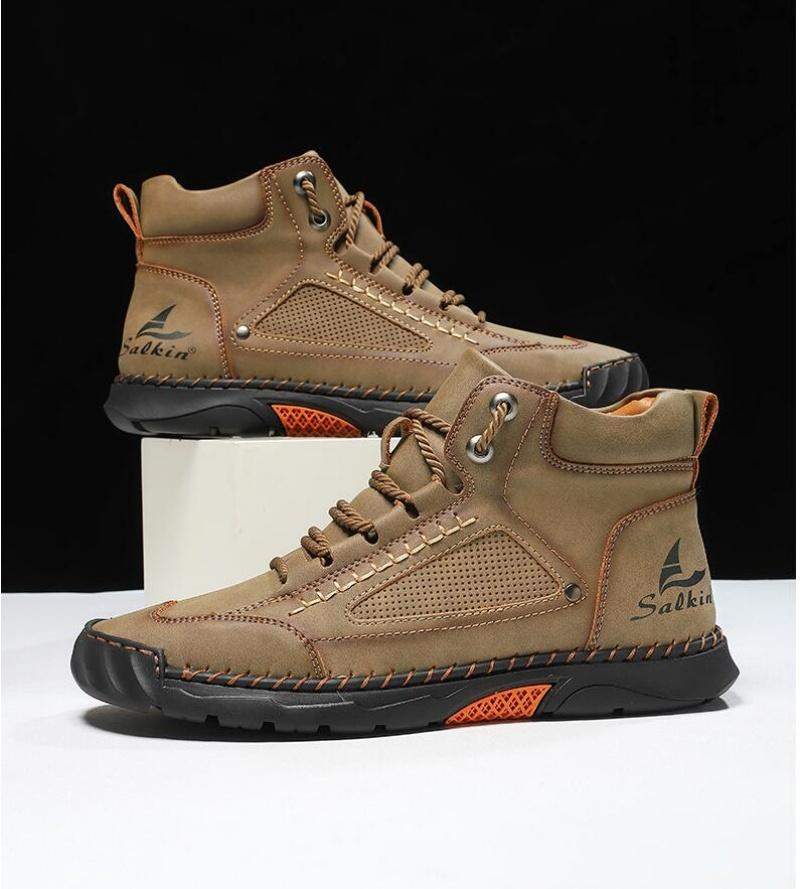 Men'S Hand-Stitched Shoes Plus-Size Casual Shoes Comfortable Soft Ankle Boots Outdoor Non-Slip Wear Boots