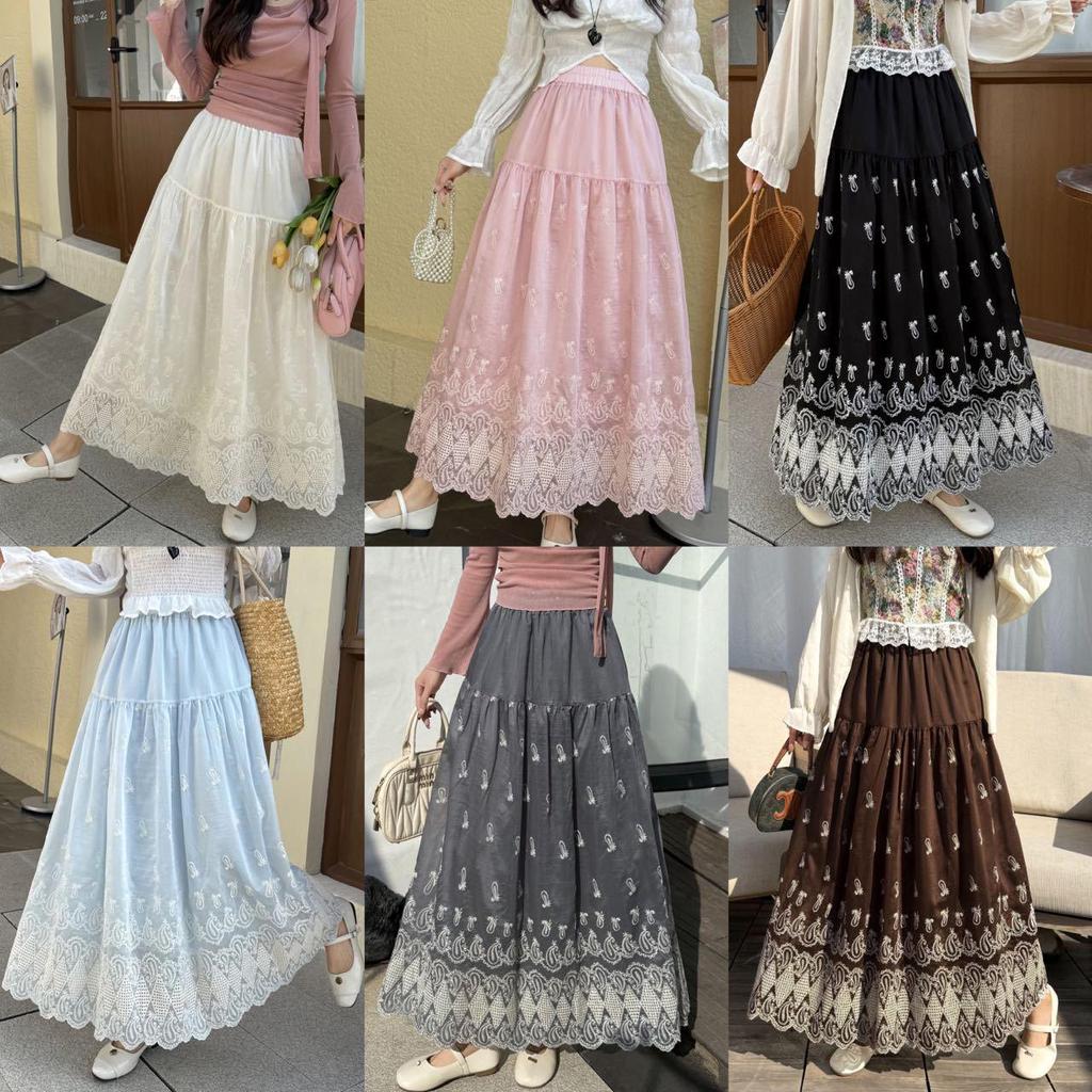 French Fairy Embroidery High-Waist Slim Dress with Cinched A-Line Skirt