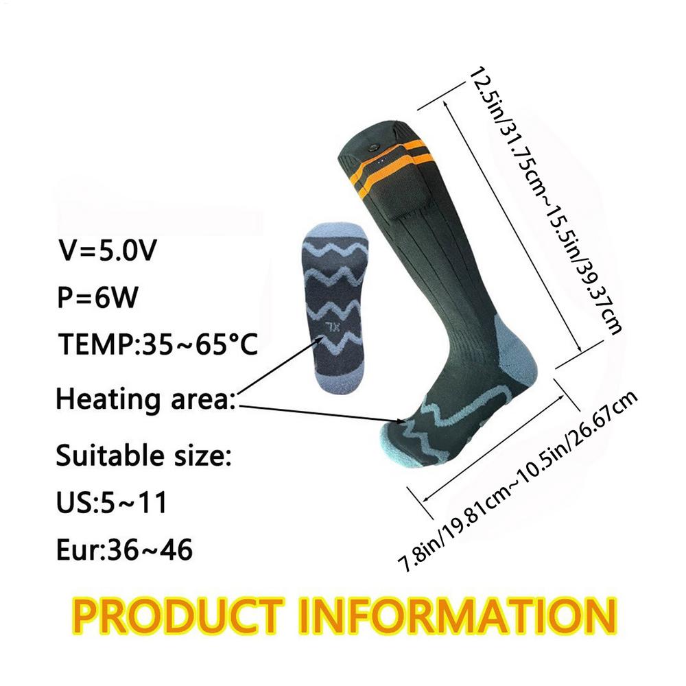 

USB Heated Socks with 4 Heating Levels, Electric Foot Warmer for Men & Women in Skiing, Hiking & Winter Work синий