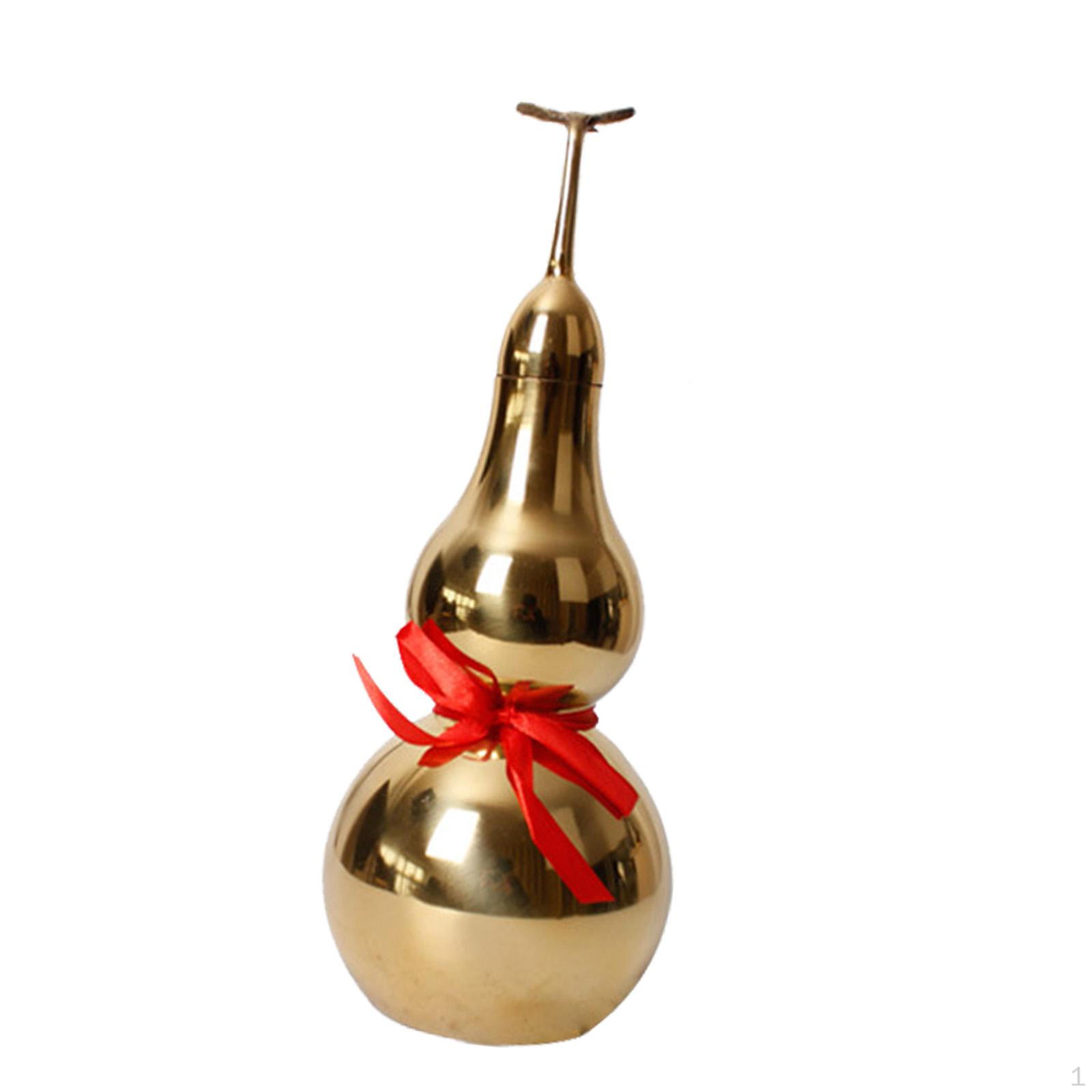 Chinese Brass Gourd Luck Pendant Auspicious for Housewarming Desk Decoration 7cm