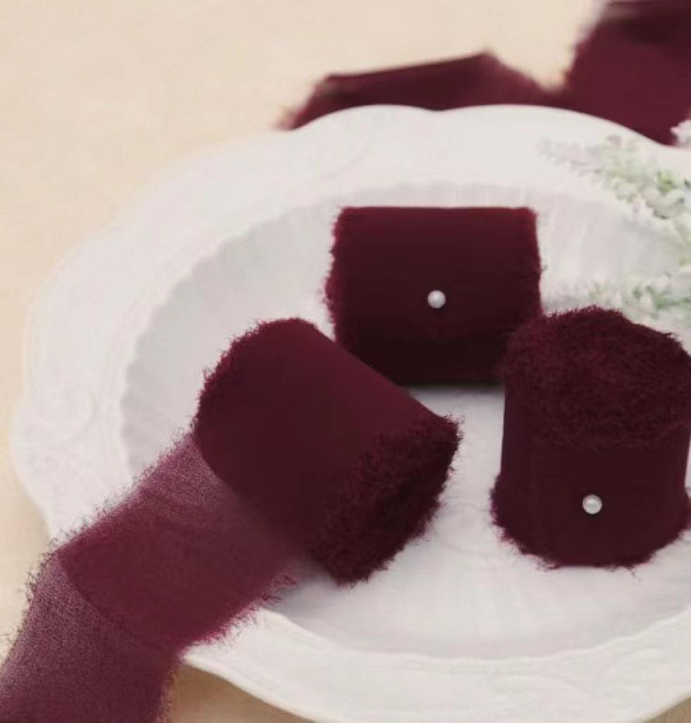 Hand-Torn Raw Edge Chiffon Ribbon Bouquet Streamer for Wedding Flowers