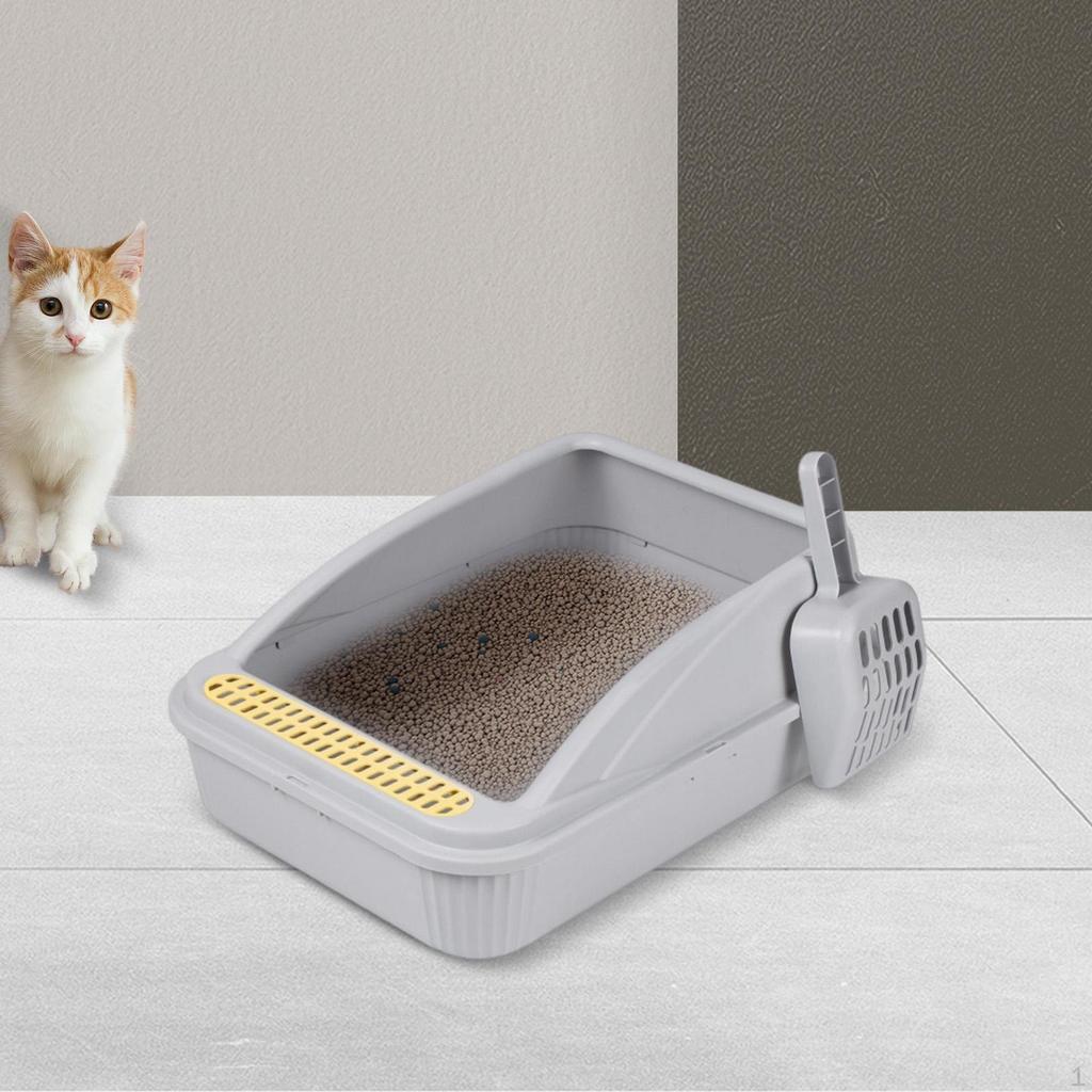 Katzentoilette Kätzchen Töpfchen Toilette für Wohnungskatzen Hohe Seiten Haustier Sandkasten Reise Abnehmbare Bettpfanne