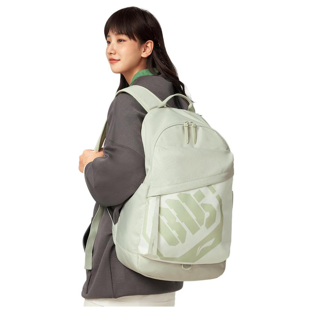 Li Ning Polyester Students Backpack Regular Unisex White & Green & Ivory ABSV413-1