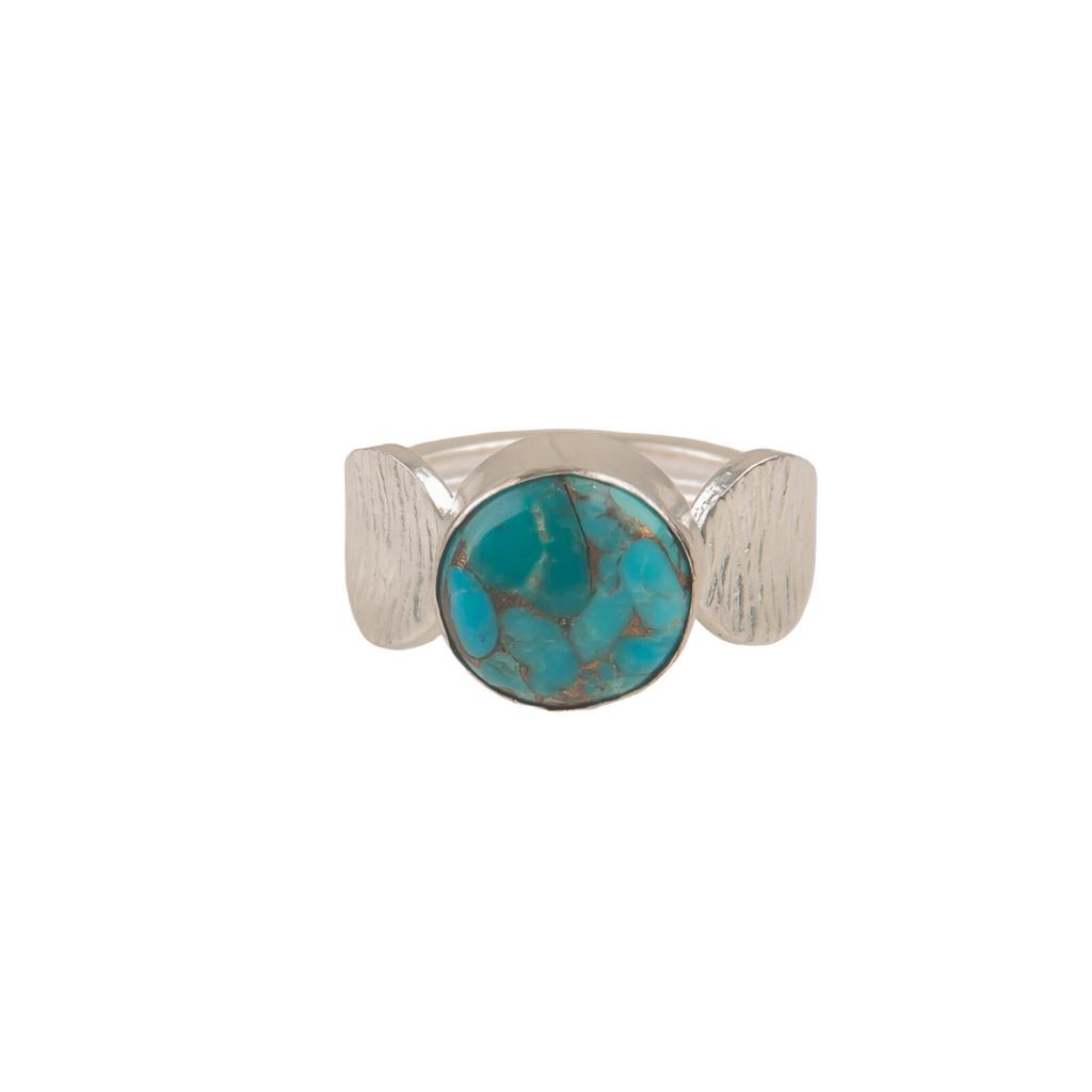 Blue Copper Turquoise Gemstone 925 Sterling Silver Jewelry Ring Gift For Mom RR-1-32