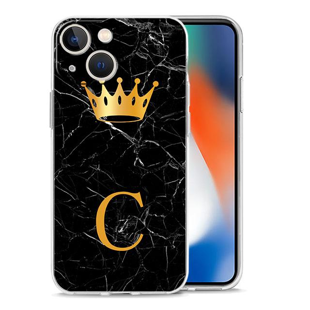 Gold Crown Letter Queen Case for iPhone 11 Pro X XS 12 Pro Max 13 Mini XR 14 Plus 8 7 6S SE 13 Silicone Cover Shell Funda