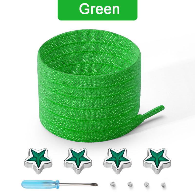 Star Diamond No Tie Shoelaces Colorful Rhinestone Metal Buckle Shoe Laces Flat Elastic Shoelace Kids Adult Sport Cute Shoestring