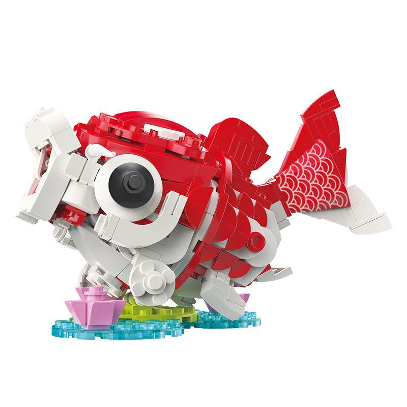 Ancient Auspicious Beasts Series Kirin Koi Carp Fish Lion Dance Building Blocks Bricks Toys for Mascot Decoration