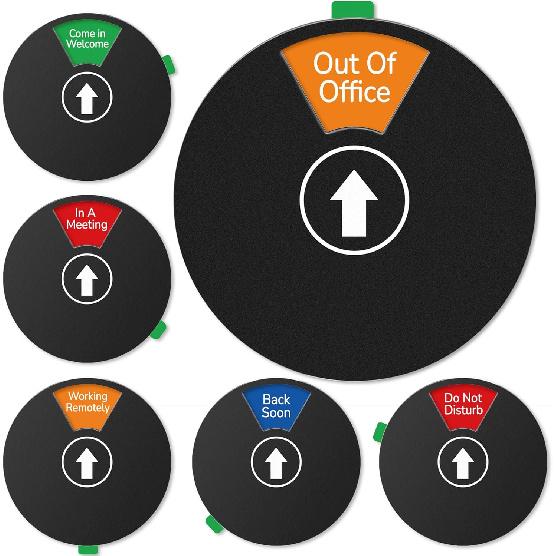 Door Sign 6 Options-Do Not Disturb,Out Of Office,In A Meeting,Please Knock,Back Soon,Working Remotely,Privacy Office Sign for Door 6 Inch, Brushed