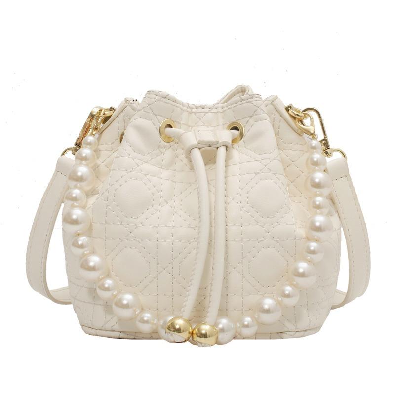 Niche pearl spring and summer bag women's new women's shoulder messenger bag embroidery thread bucket bag tide