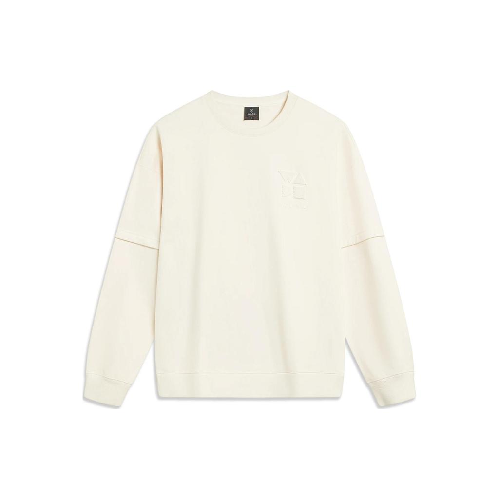 Li Ning Sweatshirts Unisex Ecru Crew Neck Moderate Regular AWDT947-6