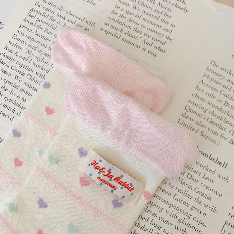 Damen Frühling und Herbst Lieblich Gepunktet Süß Cartoon mit Stofflogo In der Tube Frotteesocken