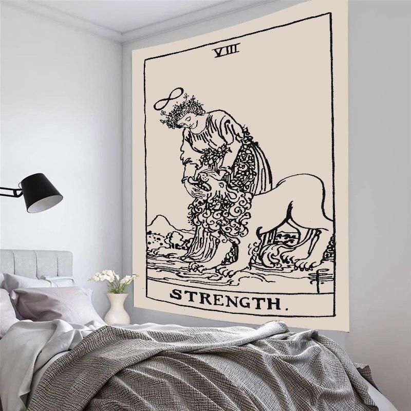 Mandala Karta Tarota Gobelin Wisząca na Ścianie Gobelin Słońce Księżyc Astrologia Czary Wróżenie Tkanina Dywan Dekoracja Domu