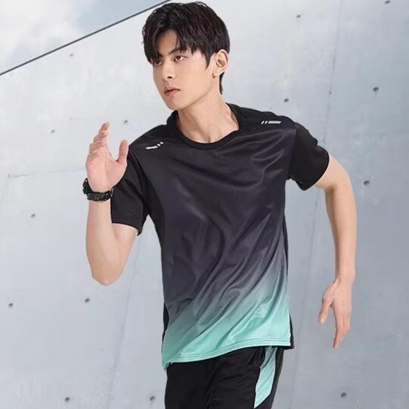 Herren Schnelltrocknendes Mesh Sport-T-Shirt - Eisseide Kurzarm für Laufen, Fitness, Badminton, Basketball, Sommerbekleidung