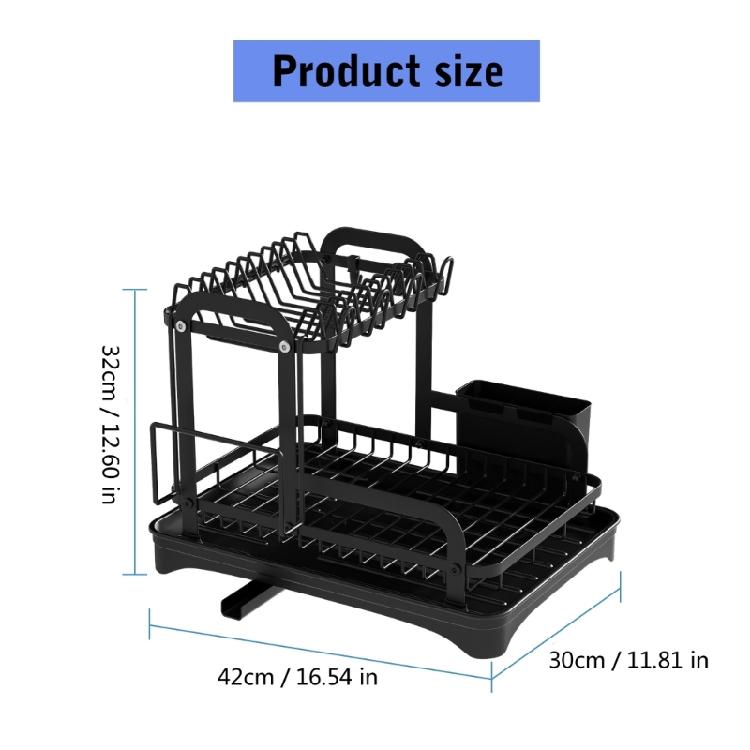 Multiurpose 360° Rotating Kitchen Dish Drying Storage Rack with Double Layer Designs Portable Accessory for Easy Use