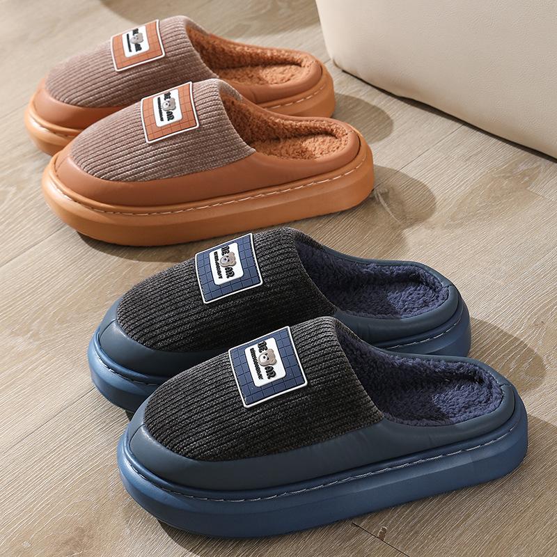 Cotton Slippers Home Indoor Leisure Generous and Comfortable Thick Bottom Non-slip Husband Warm Feet Velvet Winter Slippers