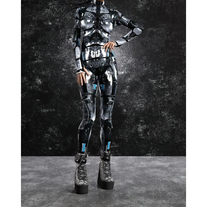 Ny Halloween Mekanisk Rustning Jumpsuit Cyberpunk Rustning Kriger Cosplay Kattedrakt 3d-trykk Voksen Zentai-drakt Karnevalsparty Sett