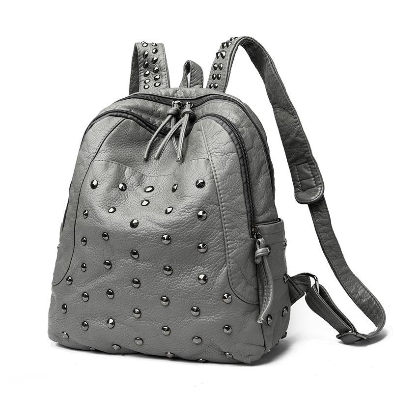 

Рюкзак с заклепками большой вместимости премиум-класса, женский новый рюкзак для отдыха и путешествий, студенческий школьный рюкзак, женская сумка серый