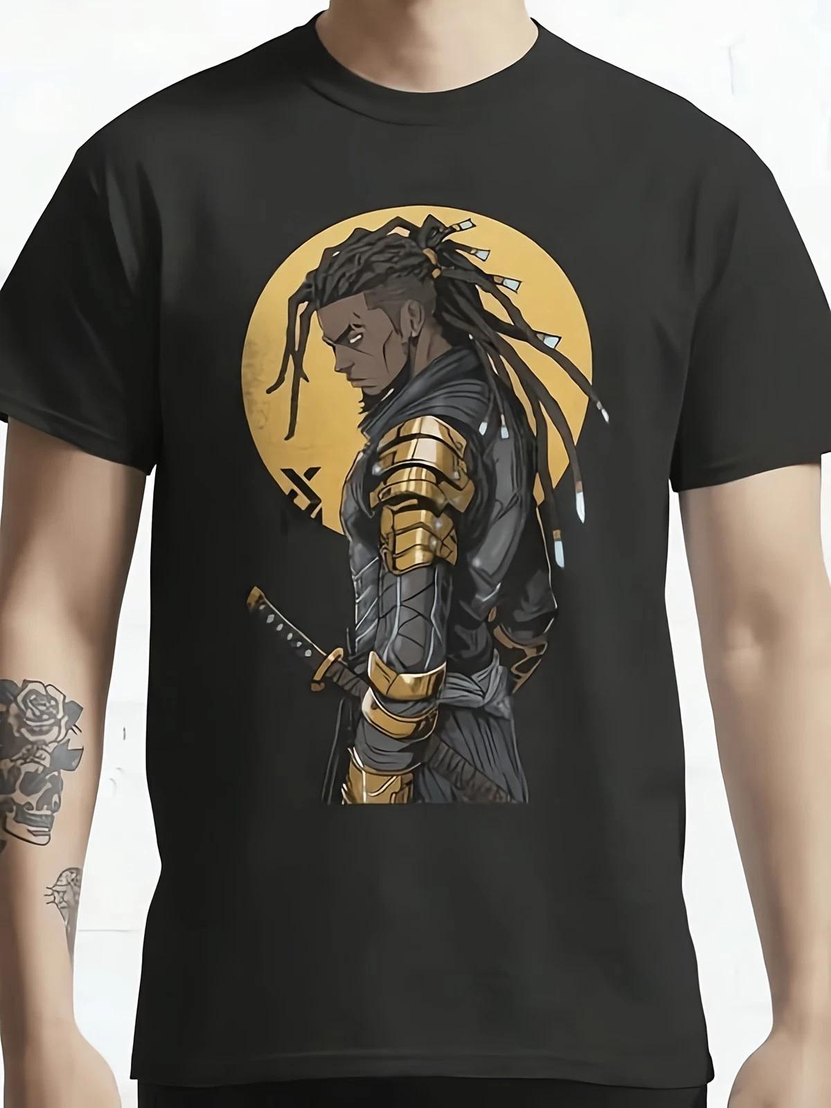 Samurai Sunset Graphic T-Shirt Japanese Warrior Retro Landscape Tee S