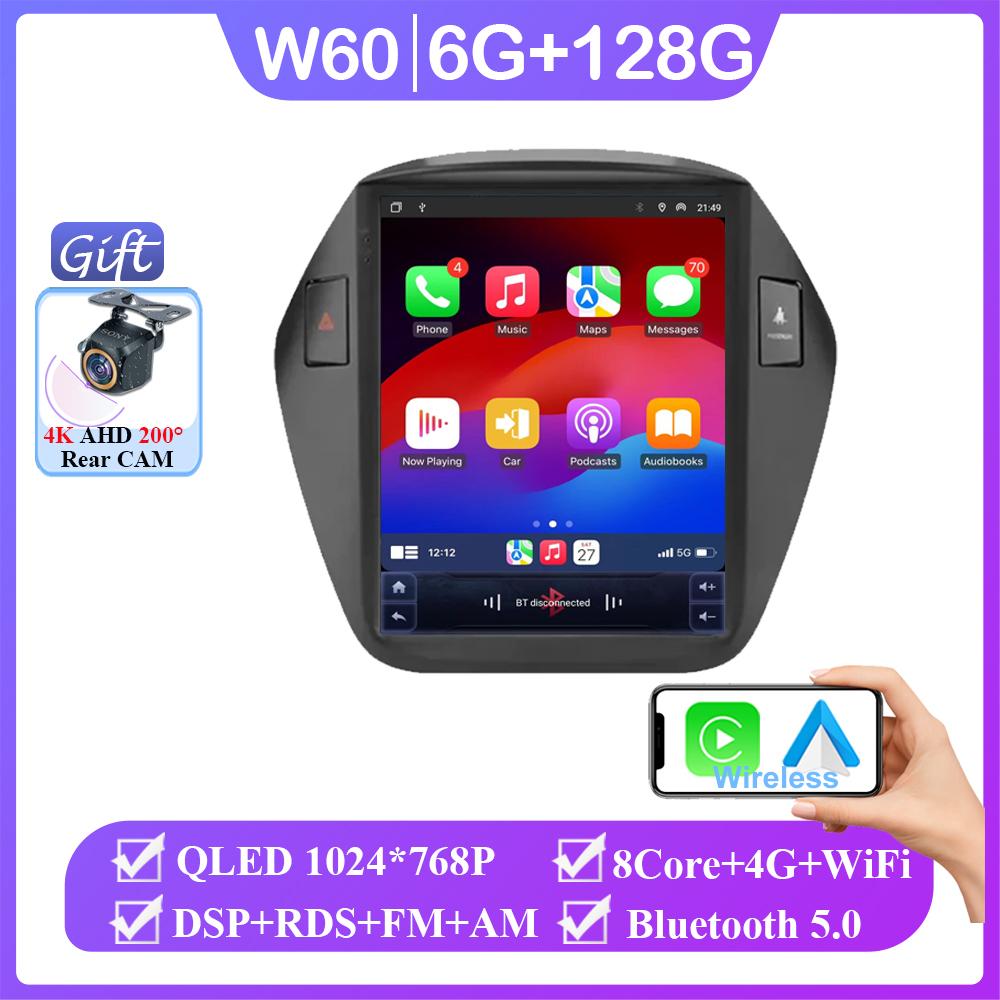 9.7" Android 14 Car Radio For Hyundai IX35 Tucson 2009-2015 Multimedia Navigation 4G Carplay Stereo Head Unit Audio No 2 Din DVD