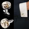 2 Pezzi Moda Uomo Donna Movimento Orologio Meccanico Gemelli Bottoni Manica Camicia