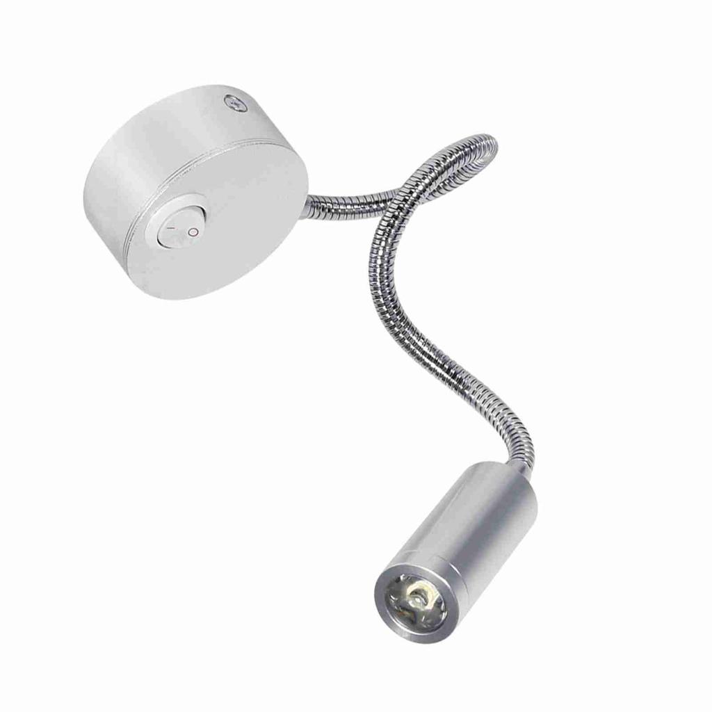 AC85-265V 3W Warm White LED Reading Study Bed Lamp With Gooseneck OFF/ON Switch(3W Warm White)