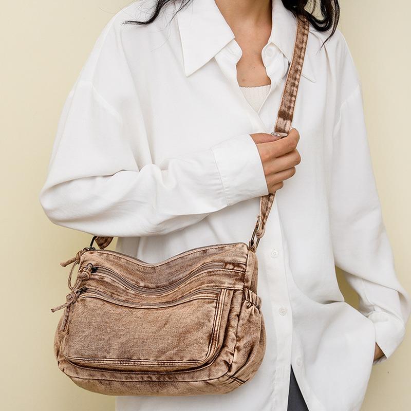 Damentasche neu Umhängetasche tragbar große Kapazität Retro Mehrfachtasche leicht literarische und lässige Schultertasche