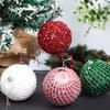 12Pcs 8cm Christmas Tree Balls Ornament Big Glitter White Red Xmas Tree Hanging Pendant Decoration For Home 2025 New Year Gift