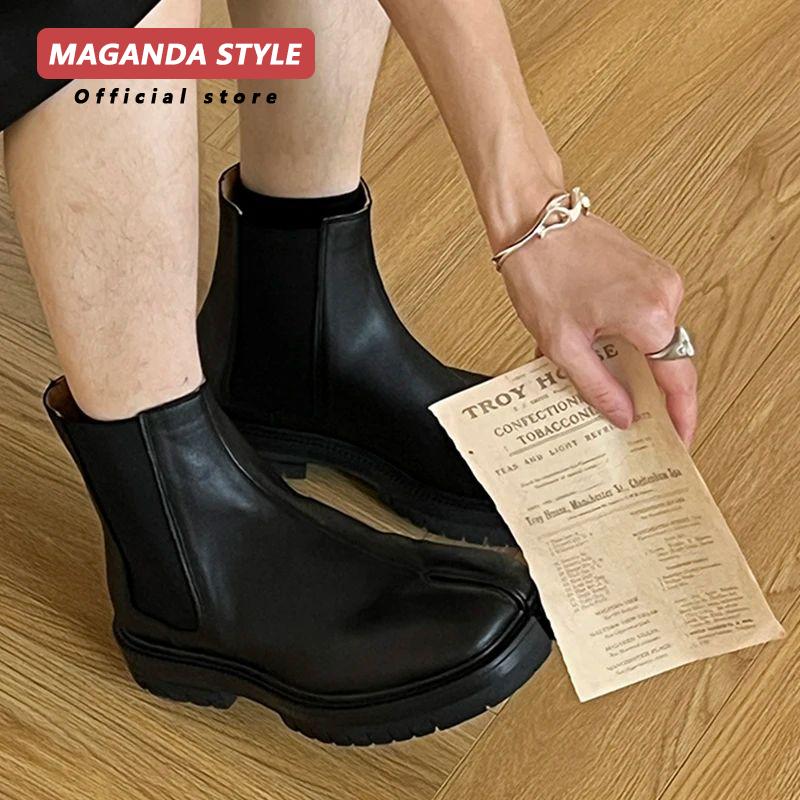 Buty Tabi dla mężczyzn i kobiet styl dla par wysokie buty za kostkę buty skórzane buty z dzielonym palcem styl brytyjski krótkie botki Chelsea
