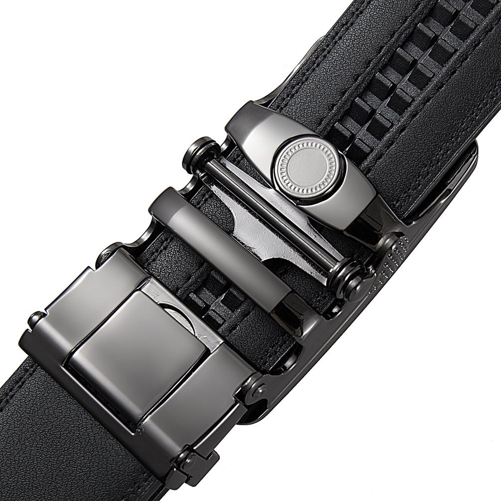 1Pcs Two-Layer Leather Automatic Buckle Belt, Men'S Belt Casual Business Cowhide Belt Ly36-0094-1