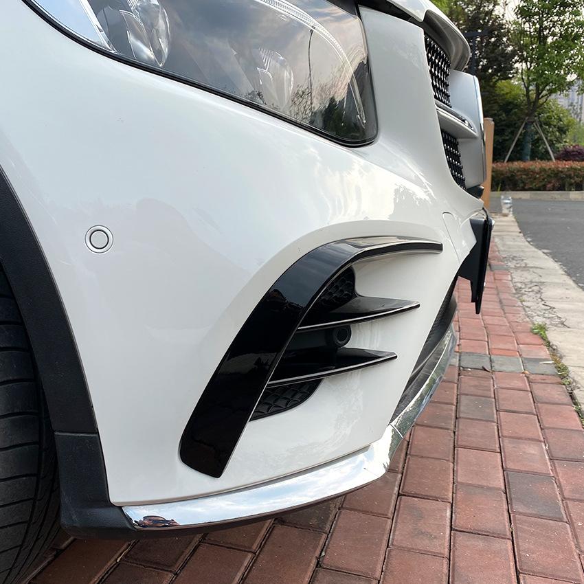 Gloss Black/Carbon Pattern Air Knife Front Fog Lamp Cover Grille Slats for Mercedes Benz GLC X253 2016 2017