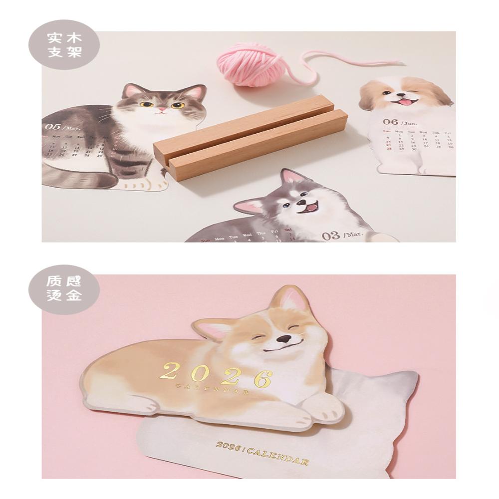 Animal Calendar Organizer Multi-Functional Cat Desk Calendar Cute Desk Agenda Double-Sided Pet Yearly Scheduler For Gift For