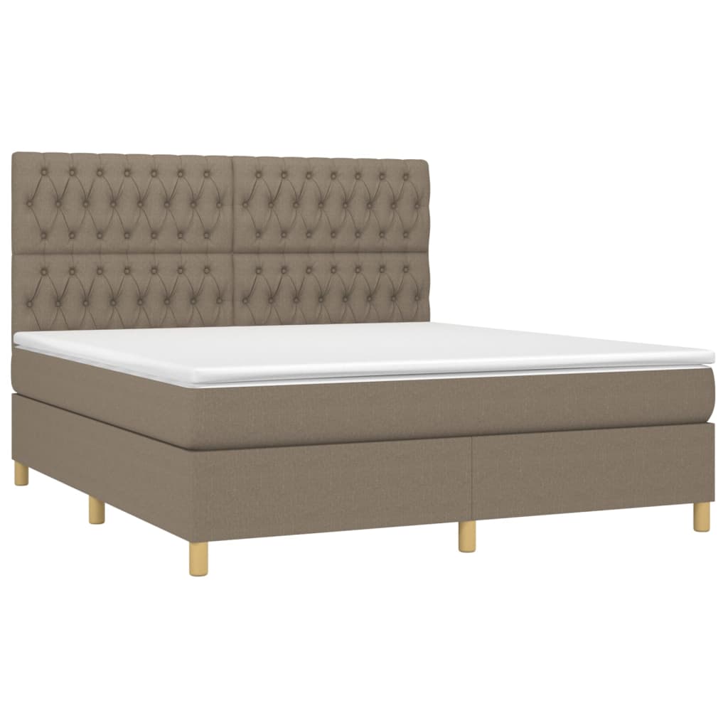 Vidaxl Letto Continentale Con Materasso, Taupe, Tessuto, 180X200 Cm