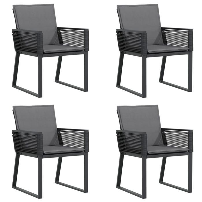 VidaXL Chaises de jardin lot de 4 avec coussins noir résine tressée, siège de jardin, chaise de patio, chaise à manger de 4008116