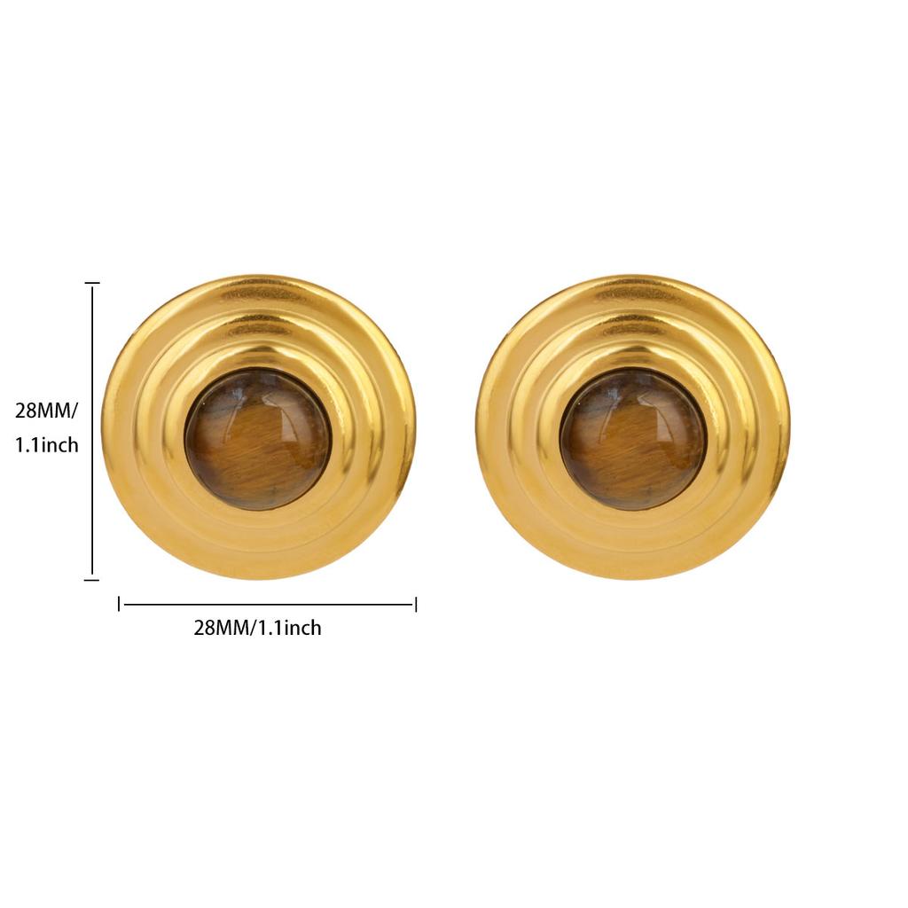 Vintage Round Stone Star Star Earrings For Women Gold Color Stainless Steel Earrings Luxury Jewelry National Tribe Gift