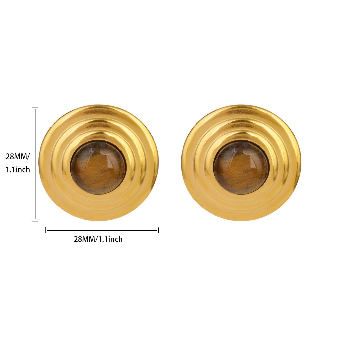 

Vintage Round Stone Star Star Earrings For Women Gold Color Stainless Steel Earrings Luxury Jewelry National Tribe Gift