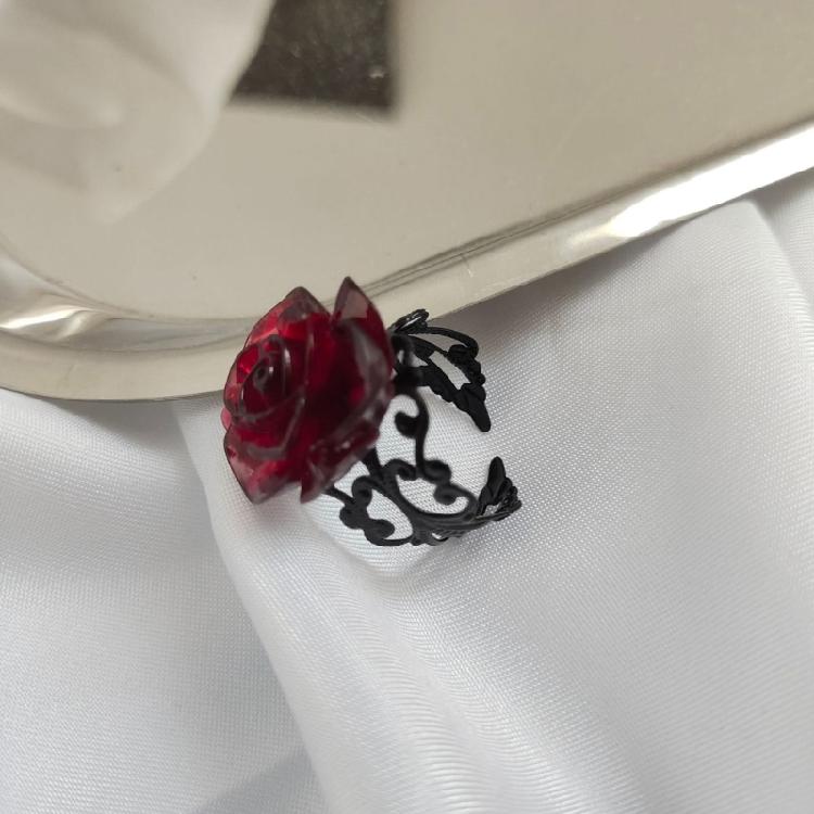 Gothic Red Rose Rings Pagan Vintage Halloween Cool Girl Gift Party Jewelry Rings