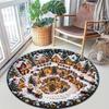 Cute Christmas Day Gift Bell Santa Claus Snowman Christmas Tree round rug Home Soft Decorative Anti slip Chair Mat Carpet Outdoor Floor Mat Carpet 33