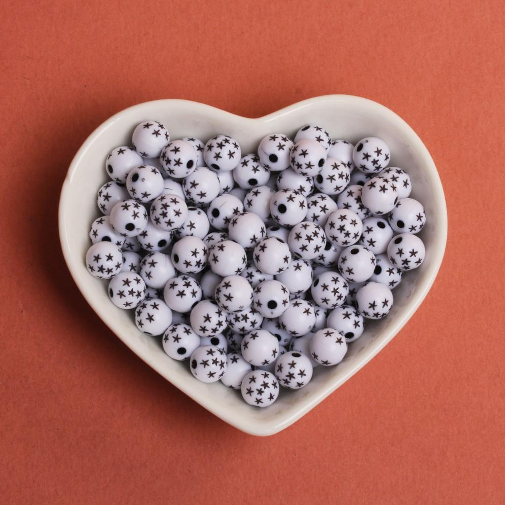 50pcs 7.5mm Acrylic Star Bead Straight For DIY Earrings Necklace Bracelet Jewelry Making