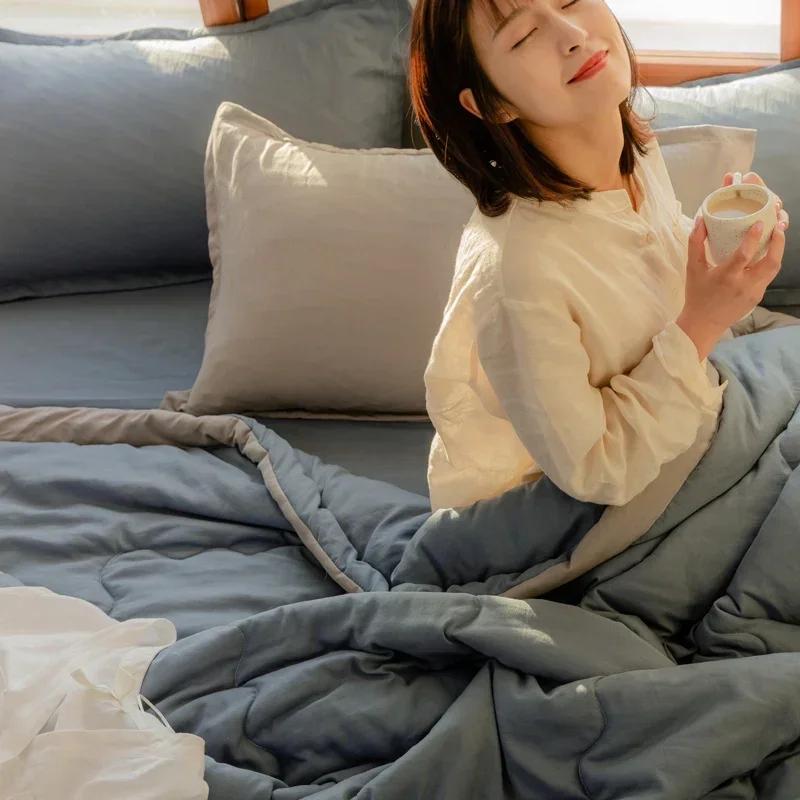 New Summer Quilt with Cooling Fabric Double Sides Cooling Blanket for Bed Silky Air Condition Comforter Home Lightweight Cooled