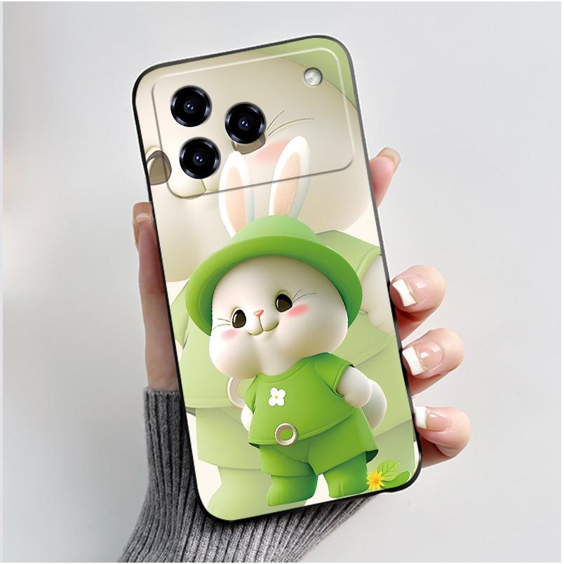 For ZTE Blade A76 4G /ZTE Blade A36 Case Cute Love Rabbit Cartoon Black Soft Silicone Protect Cover For ZTE A76 A36 Phone Casing