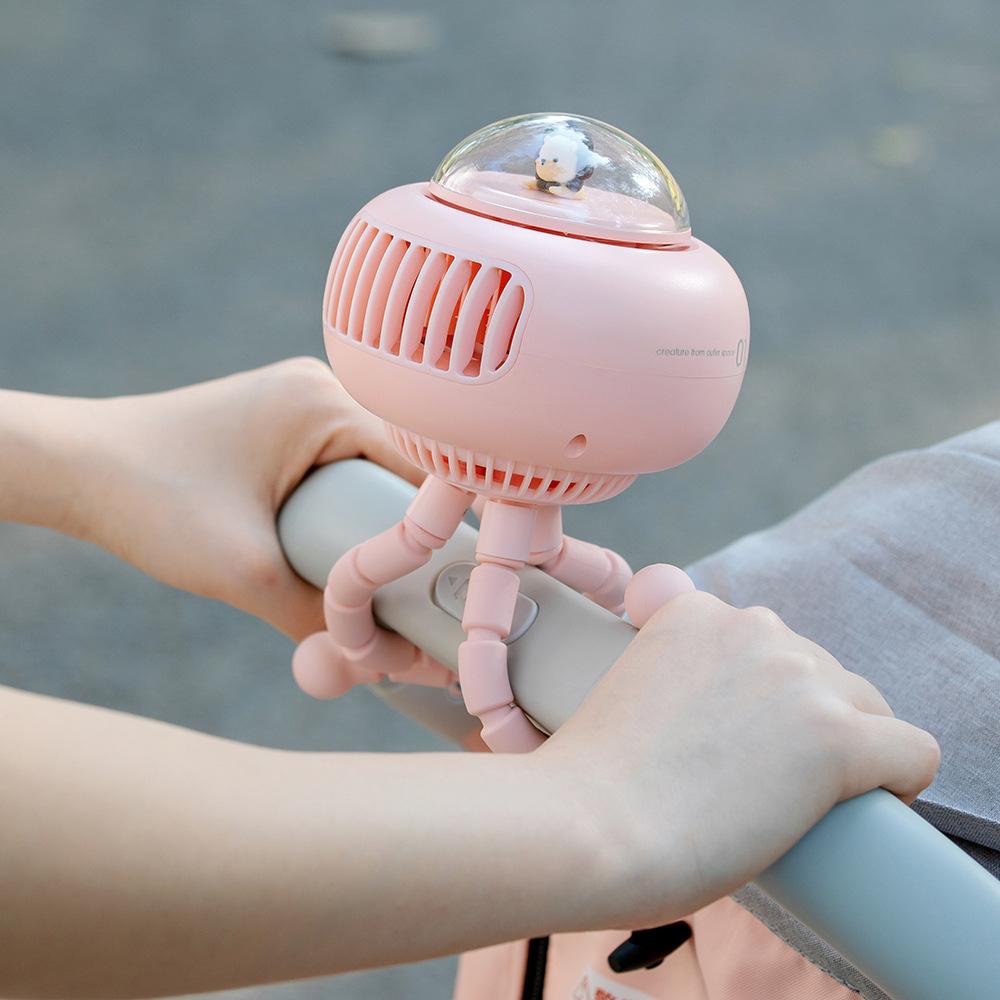 F37 Stroller Fan Tabletop Kids Silent Handheld Shakehead Octopus Fan