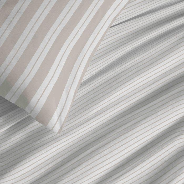 Complete Reversible Duvet Cover Set "Vanessa" 6 Pieces for 160 X 200 Bed Florence Natural