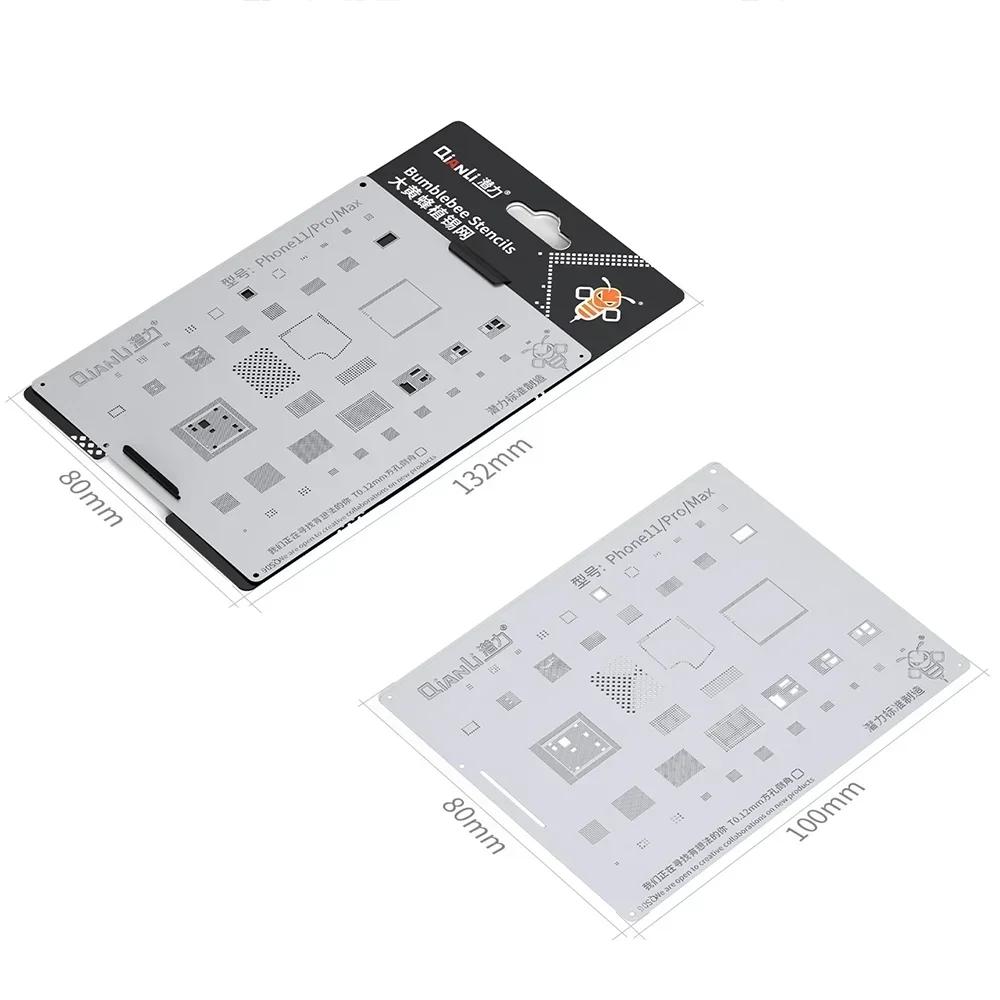 QIANLI MEGA-IDEA Black BGA Reballing Stencil Multifunction Universal Net for iPhone 6-17 Pro Max Planting Tin Steel Mesh Tools