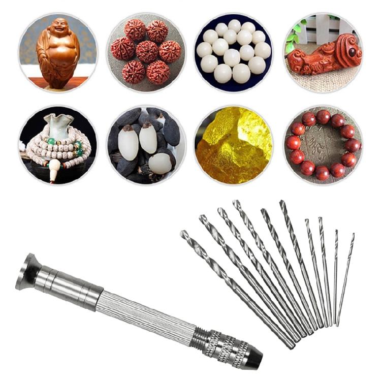 Hand Drill Rotary Tool Manual Twist Drill Bit Aluminum Hand Drill for Jewelry Craft Watchmaker Pin Woodworking