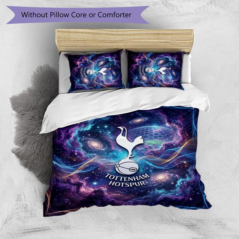 Set Lenzuola 3 Pezzi Stampato Tottenham Hotspur Morbido Delicato sulla Pelle Lavabile Copripiumino e Federe Set Tutte le Stagioni Camera da Letto